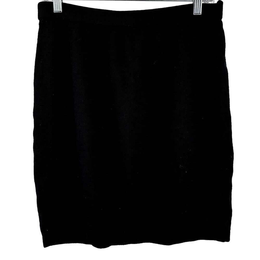 St. John Basics Santana Knit Skirt Pull On Pencil Mini Stretch Career Black 14